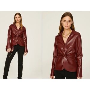 Cinq a Sept McKenna Faux Leather Twist Top